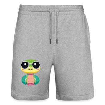 Cool Kawaii Cute Snake - Stanley/Stella Trainer Unisex Organic Jogging Shorts - heather grey - Front - Nik (191cm) & Marisol (170cm)