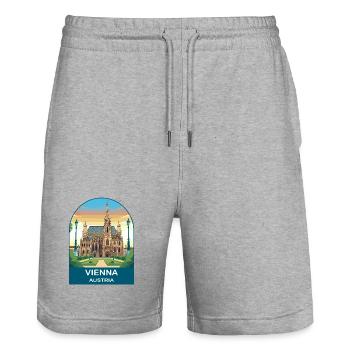 Vienna Austria Vintage Travel Poster - Stanley/Stella Trainer Unisex Organic Jogging Shorts - heather grey - Front - Nik (191cm) & Marisol (170cm)