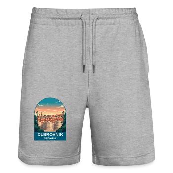 Dubrovnik Kroatien Vintage-Reiseplakat - Stanley/Stella Unisex Bio Joggingshorts Trainer  - Grau meliert - Vorne - Nik (191cm) & Marisol (170cm)