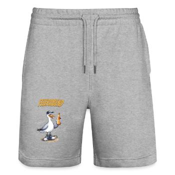 Feierabend Möwe Bierlustiger Spruch - Stanley/Stella Unisex Bio Joggingshorts Trainer  - Grau meliert - Vorne - Nik (191cm) & Marisol (170cm)