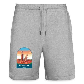 Bologna, Italien Vintage-Reiseplakat-Kunst - Stanley/Stella Unisex Bio Joggingshorts Trainer  - Grau meliert - Vorne - Nik (191cm) & Marisol (170cm)