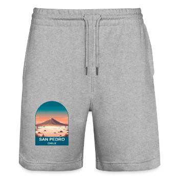 San Pedro de Atacama Chile Desert Travel Art - Stanley/Stella Trainer Unisex Organic Jogging Shorts - heather grey - Front - Nik (191cm) & Marisol (170cm)