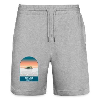 Salar de Uyuni Bolivia Salt Flats Travel Poster - Stanley/Stella Trainer Unisex Organic Jogging Shorts - heather grey - Front - Nik (191cm) & Marisol (170cm)