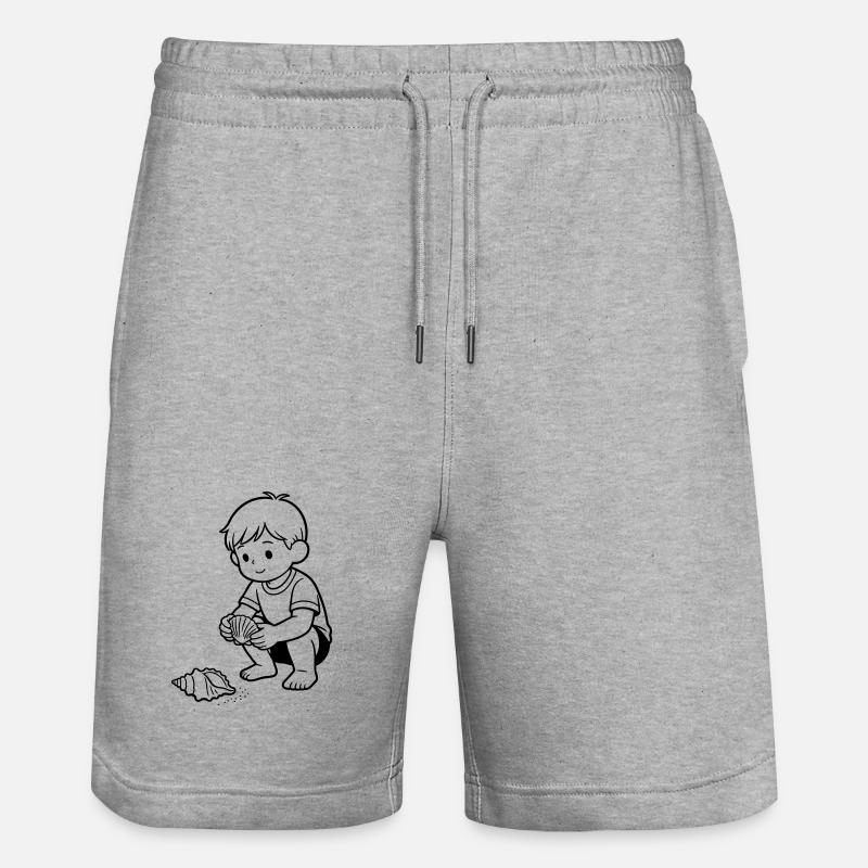 beach child cute - Stanley/Stella Trainer Unisex Organic Jogging Shorts - heather grey