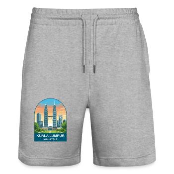 Kuala Lumpur Malaysia Vintage-Reiseillustration - Stanley/Stella Unisex Bio Joggingshorts Trainer  - Grau meliert - Vorne - Nik (191cm) & Marisol (170cm)