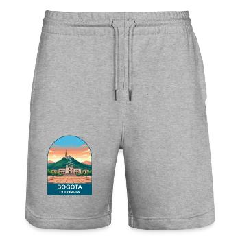 Bogota Colombia Skyline Vintage Travel Art - Stanley/Stella Trainer Unisex Organic Jogging Shorts - heather grey - Front - Nik (191cm) & Marisol (170cm)