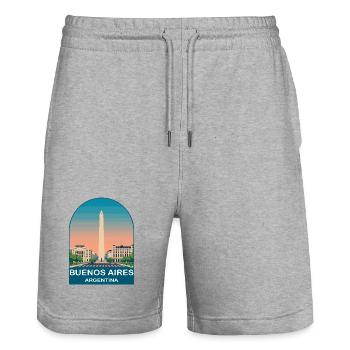 Buenos Aires Argentina Vintage Travel Poster - Stanley/Stella Trainer Unisex Organic Jogging Shorts - heather grey - Front - Nik (191cm) & Marisol (170cm)