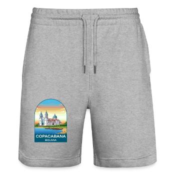 Copacabana Bolivia Lake Titicaca Travel Poster - Stanley/Stella Trainer Unisex Organic Jogging Shorts - heather grey - Front - Nik (191cm) & Marisol (170cm)