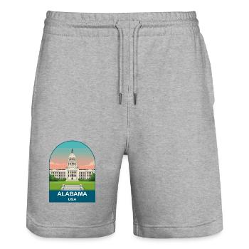Alabama USA Vintage-Reiseposter-Kunst - Stanley/Stella Unisex Bio Joggingshorts Trainer  - Grau meliert - Vorne - Nik (191cm) & Marisol (170cm)