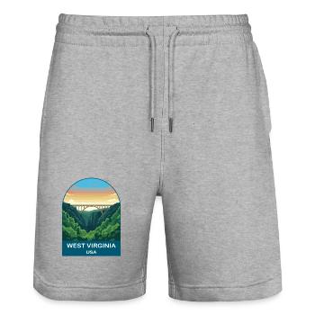 West Virginia USA Vintage Travel Poster - Stanley/Stella Trainer Unisex Organic Jogging Shorts - heather grey - Front - Nik (191cm) & Marisol (170cm)