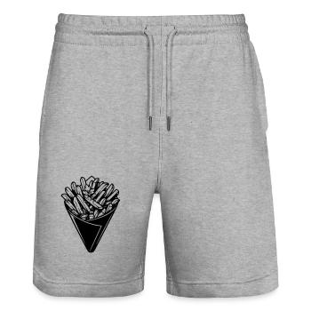 cornet_de_frites - Short de jogging bio TRAINER Stanley/Stella unisexe - gris chiné - Devant - Nik (191cm) & Marisol (170cm)