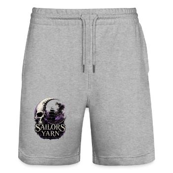 Voyage de nuit | Voiles de Yarn par Cap’nKush - Short de jogging bio TRAINER Stanley/Stella unisexe - gris chiné - Devant - Nik (191cm) & Marisol (170cm)