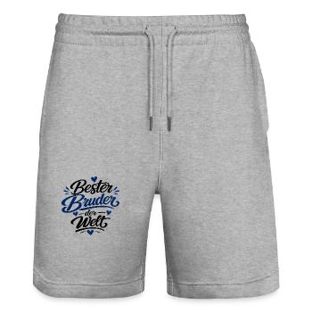 Bester Bruder der Welt – Schriftzug - Stanley/Stella Unisex Bio Joggingshorts Trainer  - Grau meliert - Vorne - Nik (191cm) & Marisol (170cm)