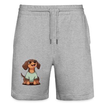 Happy Dachshund Cartoon Heartwarmer Shirt A SHORT LE - Short de jogging bio TRAINER Stanley/Stella unisexe - gris chiné - Devant - Nik (191cm) & Marisol (170cm)