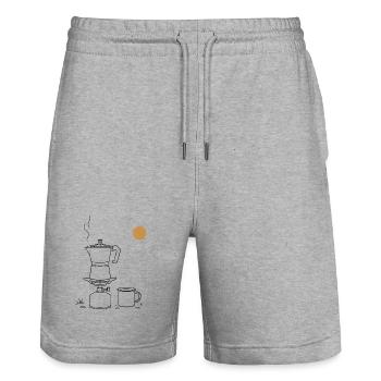 Le café dans la nature - Short de jogging bio TRAINER Stanley/Stella unisexe - gris chiné - Devant - Nik (191cm) & Marisol (170cm)