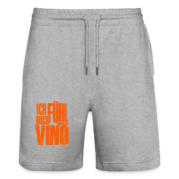 Ich fühl mich so Vino! - Stanley/Stella Unisex Bio Joggingshorts Trainer  - Grau meliert - Vorne - Nik (191cm) & Marisol (170cm)