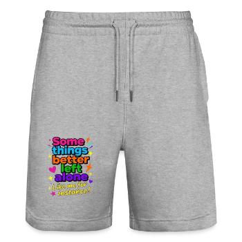 Manche Dinge sollte man besser in Ruhe lassen - Stanley/Stella Unisex Bio Joggingshorts Trainer  - Grau meliert - Vorne - Nik (191cm) & Marisol (170cm)