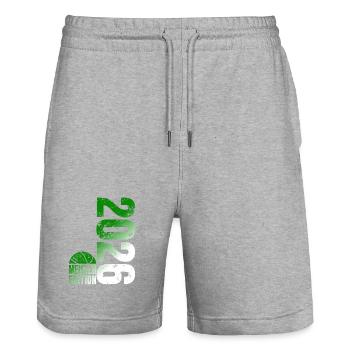 Basketball Champion Shirt 2026, green white - Stanley/Stella Trainer Unisex Organic Jogging Shorts - heather grey - Front - Nik (191cm) & Marisol (170cm)