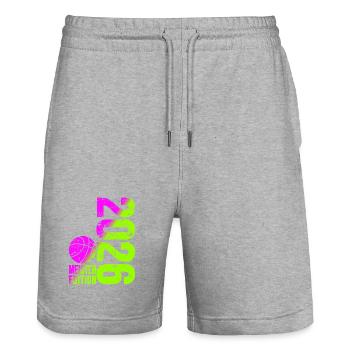 Basketball Champion Shirt 2026, lime Pink - Stanley/Stella Trainer Unisex Organic Jogging Shorts - heather grey - Front - Nik (191cm) & Marisol (170cm)