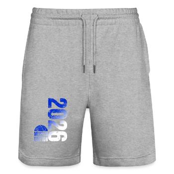 Basketball Master Shirt 2026, blue white - Stanley/Stella Trainer Unisex Organic Jogging Shorts - heather grey - Front - Nik (191cm) & Marisol (170cm)