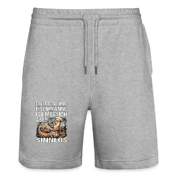 Lustiger BBQ Otter - Stanley/Stella Unisex Bio Joggingshorts Trainer  - Grau meliert - Vorne - Nik (191cm) & Marisol (170cm)