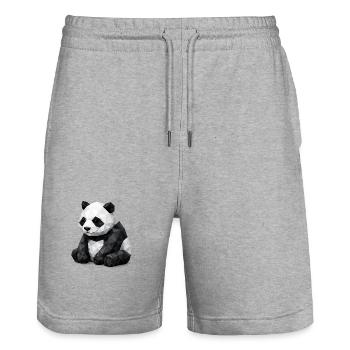 Panda Low-Poly - Stanley/Stella Unisex Bio Joggingshorts Trainer  - Grau meliert - Vorne - Nik (191cm) & Marisol (170cm)