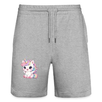 Einhorn - Stanley/Stella Unisex Bio Joggingshorts Trainer  - Grau meliert - Vorne - Nik (191cm) & Marisol (170cm)
