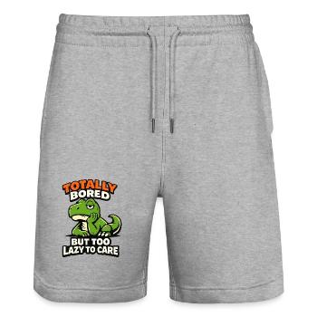 Seriously Bored Dinosaur - Stanley/Stella Unisex Bio Joggingshorts Trainer  - Grau meliert - Vorne - Nik (191cm) & Marisol (170cm)