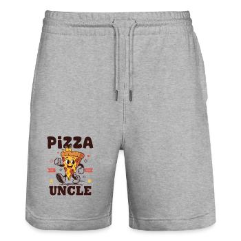 Pizza_uncle_Cadeau_Amateur_de_Pizza - Stanley/Stella Unisex Bio Joggingshorts Trainer  - Grau meliert - Vorne - Nik (191cm) & Marisol (170cm)