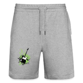 Grafische, florale grüne Gitarre - Stanley/Stella Unisex Bio Joggingshorts Trainer  - Grau meliert - Vorne - Nik (191cm) & Marisol (170cm)