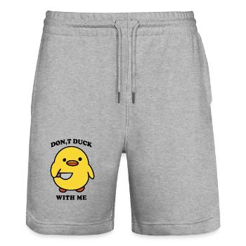Duck Funny - Stanley/Stella Trainer Unisex Organic Jogging Shorts - heather grey - Front - Nik (191cm) & Marisol (170cm)