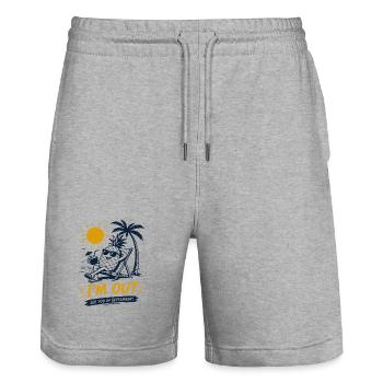 JE SUIS EN RETRAITE D’ÉTÉ sur la plage - Short de jogging bio TRAINER Stanley/Stella unisexe - gris chiné - Devant - Nik (191cm) & Marisol (170cm)