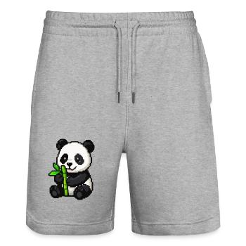 Pixel Panda with Bamboo - Stanley/Stella Trainer Unisex Organic Jogging Shorts - heather grey - Front - Nik (191cm) & Marisol (170cm)