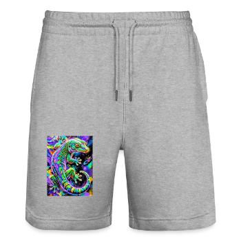 Gecko - Stanley/Stella Unisex Bio Joggingshorts Trainer  - Grau meliert - Vorne - Nik (191cm) & Marisol (170cm)