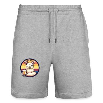 Alpaka Llama Bier - Stanley/Stella Unisex Bio Joggingshorts Trainer  - Grau meliert - Vorne - Nik (191cm) & Marisol (170cm)