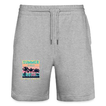 Son of a beach - Stanley/Stella Trainer Unisex Organic Jogging Shorts - heather grey - Front - Nik (191cm) & Marisol (170cm)