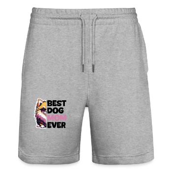 Meilleure maman de chien de tous les temps - Poméranie - Short de jogging bio TRAINER Stanley/Stella unisexe - gris chiné - Devant - Nik (191cm) & Marisol (170cm)