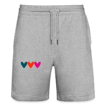 PAAR. ICH HABE GERADE GEHEIRATET. Junggesellinnenabschied. VALENTINSTAG. LIEBE. - Stanley/Stella Unisex Bio Joggingshorts Trainer  - Grau meliert - Vorne - Nik (191cm) & Marisol (170cm)