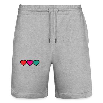 HEART. COUPLE. JUST MARRIED. Bachelorette party. VALENTINE'S DAY. - Stanley/Stella Trainer Unisex Organic Jogging Shorts - heather grey - Front - Nik (191cm) & Marisol (170cm)