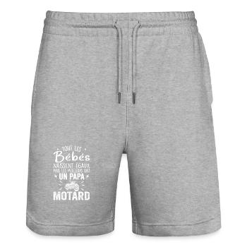 Babies Equal Best Have a Biker Dad - Stanley/Stella Trainer Unisex Organic Jogging Shorts - heather grey - Front - Nik (191cm) & Marisol (170cm)