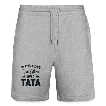 Je Peux Pas J'ai Câlins Avec Tata - Short de jogging bio TRAINER Stanley/Stella unisexe - gris chiné - Devant - Nik (191cm) & Marisol (170cm)