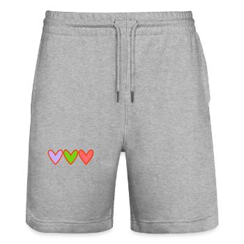 COUPLE. JUST MARRIED. Bachelorette party. VALENTINE'S DAY. LOVE. - Stanley/Stella Trainer Unisex Organic Jogging Shorts - heather grey - Front - Nik (191cm) & Marisol (170cm)