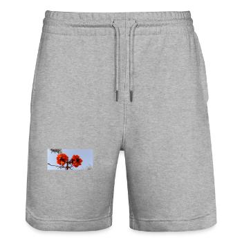 Kanarische Blumen - Stanley/Stella Unisex Bio Joggingshorts Trainer  - Grau meliert - Vorne - Nik (191cm) & Marisol (170cm)