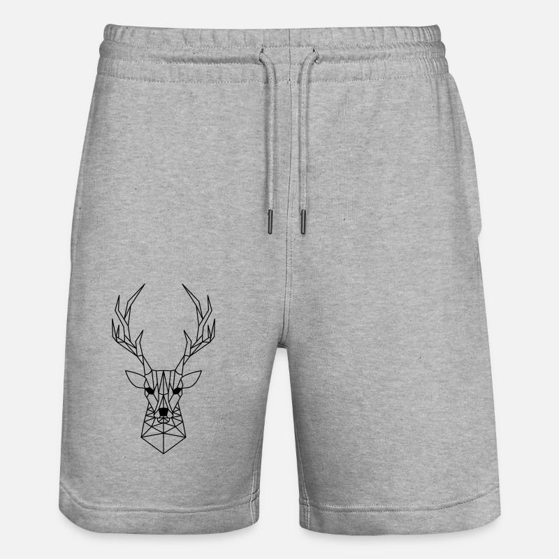 Tête de cerf en triangles - Short de jogging bio TRAINER Stanley/Stella unisexe - gris chiné