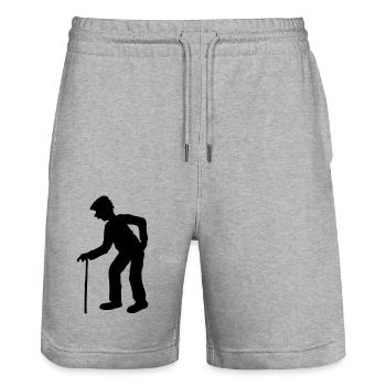 stock hut gehen ruecken opa grossvater alt rente e - Stanley/Stella Unisex Bio Joggingshorts Trainer  - Grau meliert - Vorne - Nik (191cm) & Marisol (170cm)