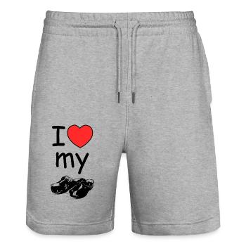 i love my Hölzler - Stanley/Stella Trainer Unisex Organic Jogging Shorts - heather grey - Front - Nik (191cm) & Marisol (170cm)