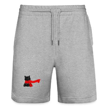 Schneekatze (schwarz) - Stanley/Stella Unisex Bio Joggingshorts Trainer  - Grau meliert - Vorne - Nik (191cm) & Marisol (170cm)