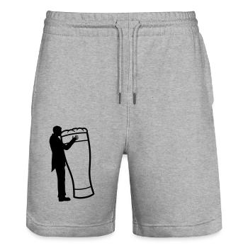 Wedding Groom Embrasse la bière - Short de jogging bio TRAINER Stanley/Stella unisexe - gris chiné - Devant - Nik (191cm) & Marisol (170cm)