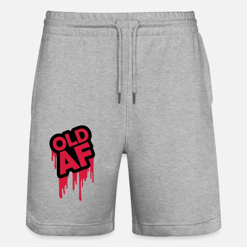 old AF Text Logo - Stanley/Stella Trainer Unisex Organic Jogging Shorts - heather grey