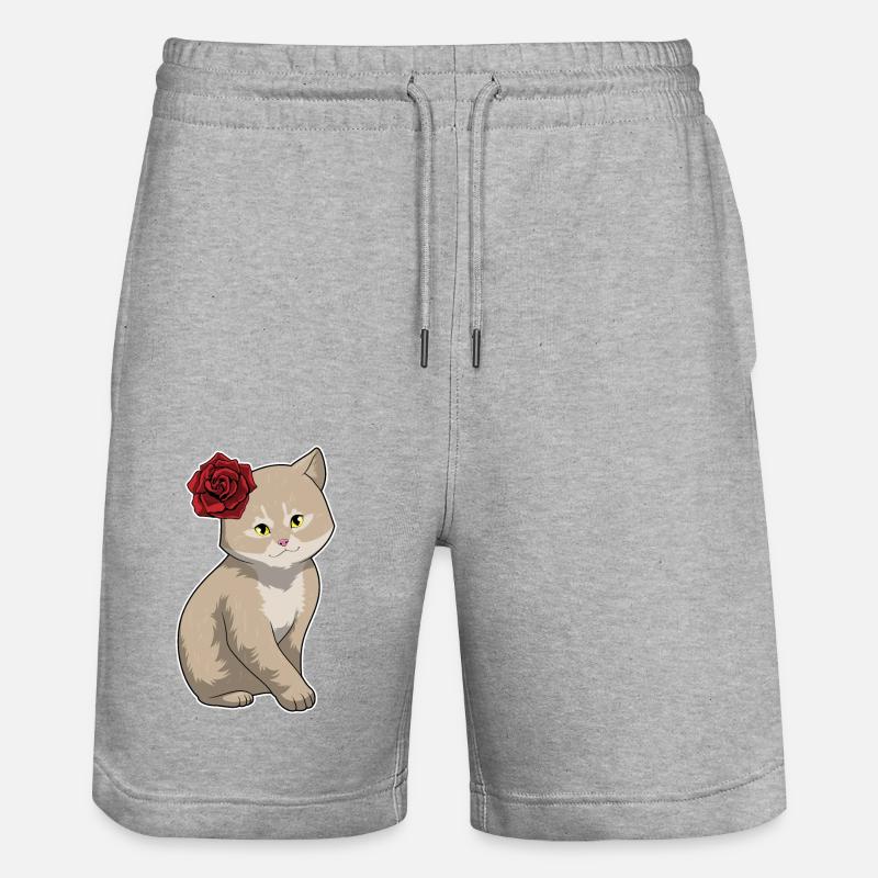 Fleurs Rose Chat - Short de jogging bio TRAINER Stanley/Stella unisexe - gris chiné